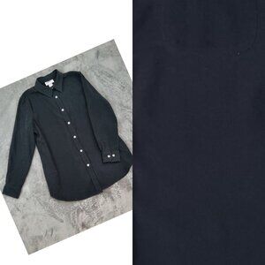 Vintage Mainstreet Blues Long Sleeve Button Up Faux Suede Black Shirt Mens M